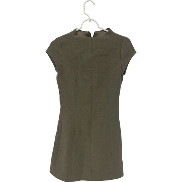 Zara Womens Dress XS Mini Green Zip Short Cap Sleeve 9119/556 NWT no belt - Picture 2 of 13